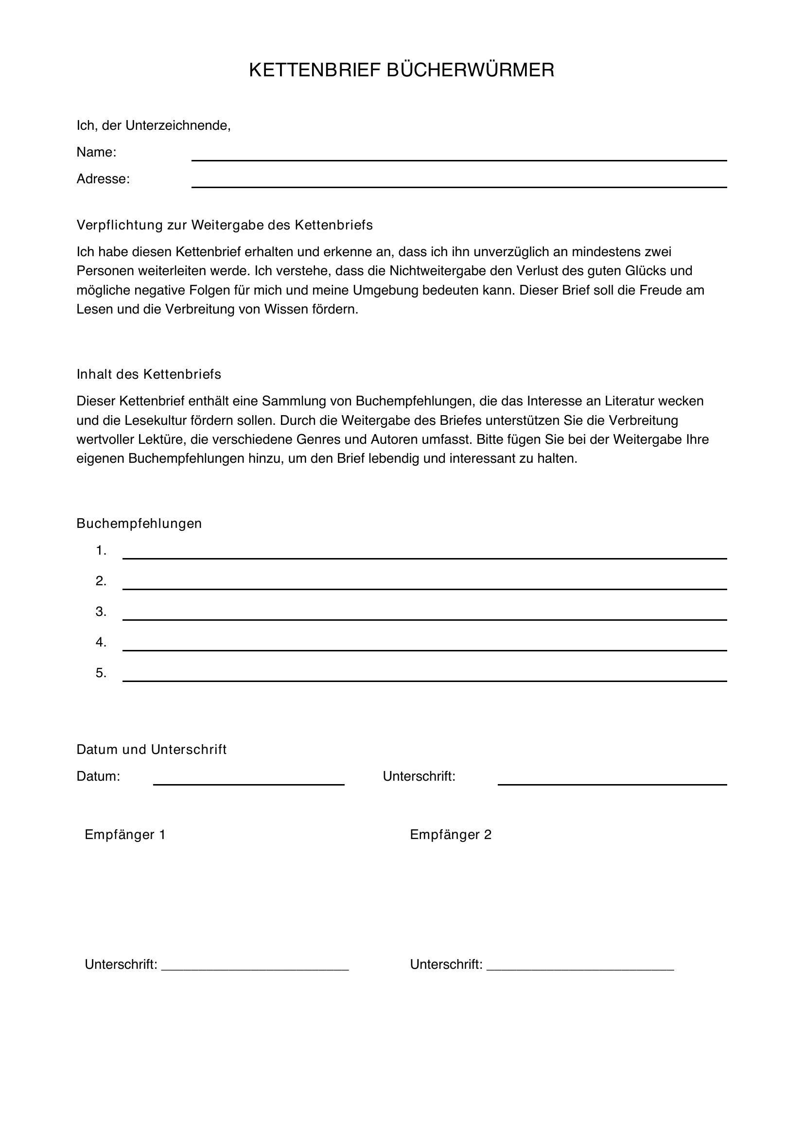 Kettenbrief Bücherwürmer